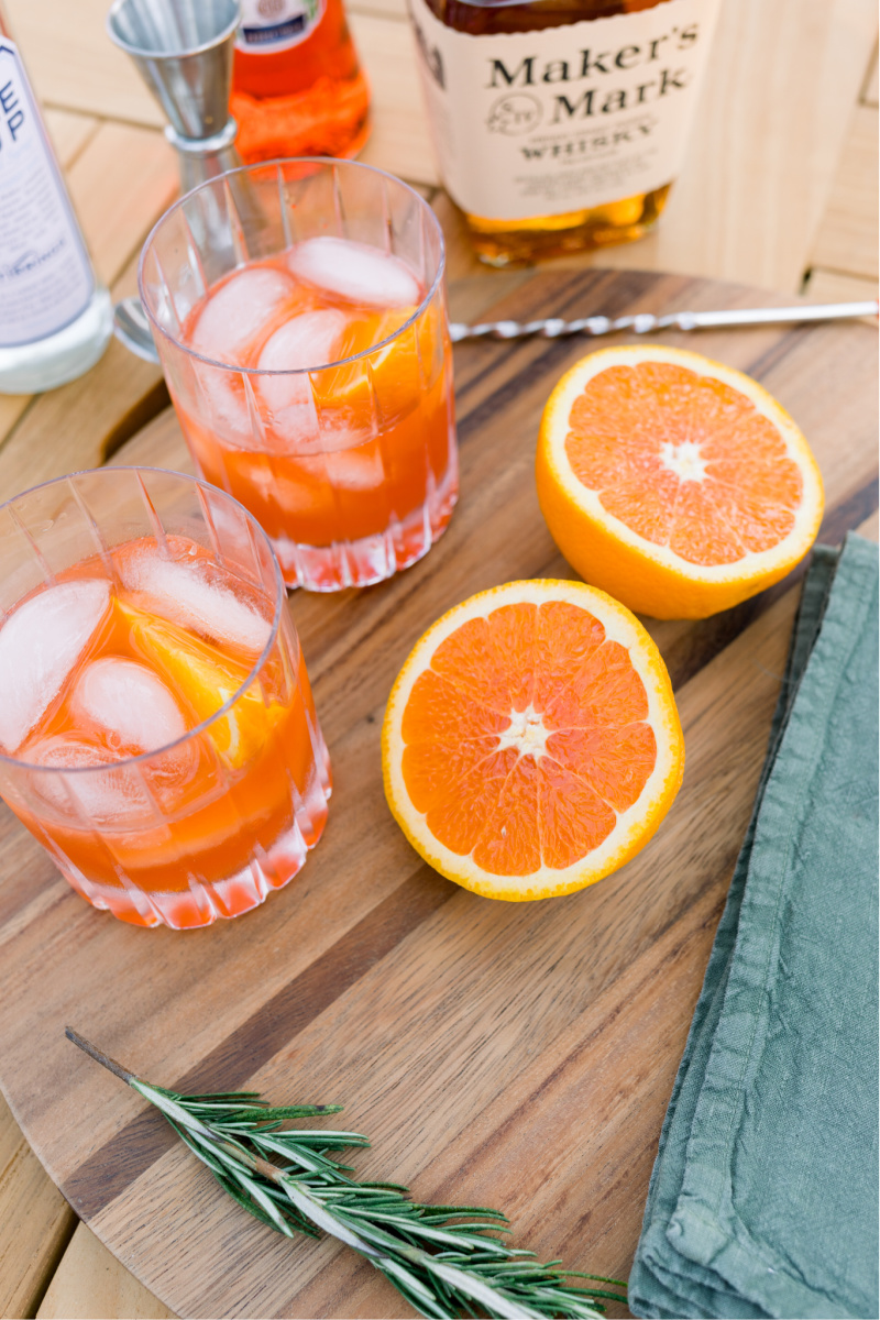 Bourbon Spritz drinks on table