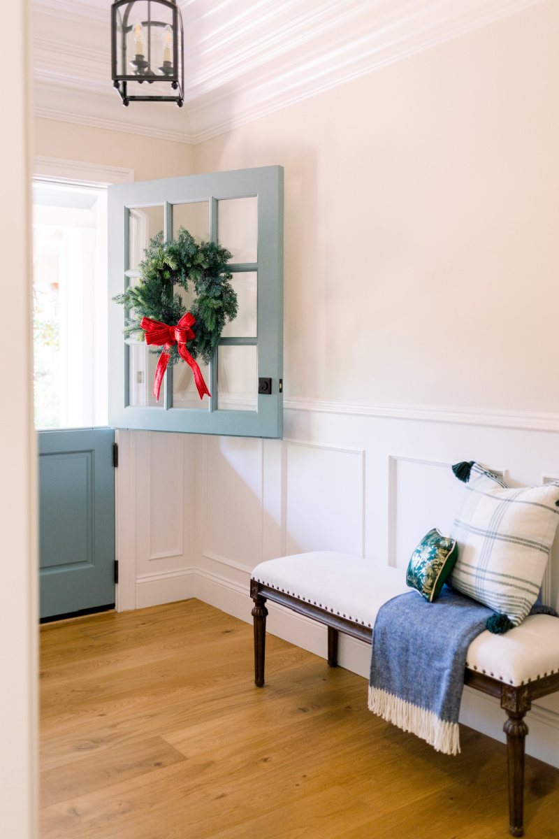 Foyer Dutch Door Open with Wreath