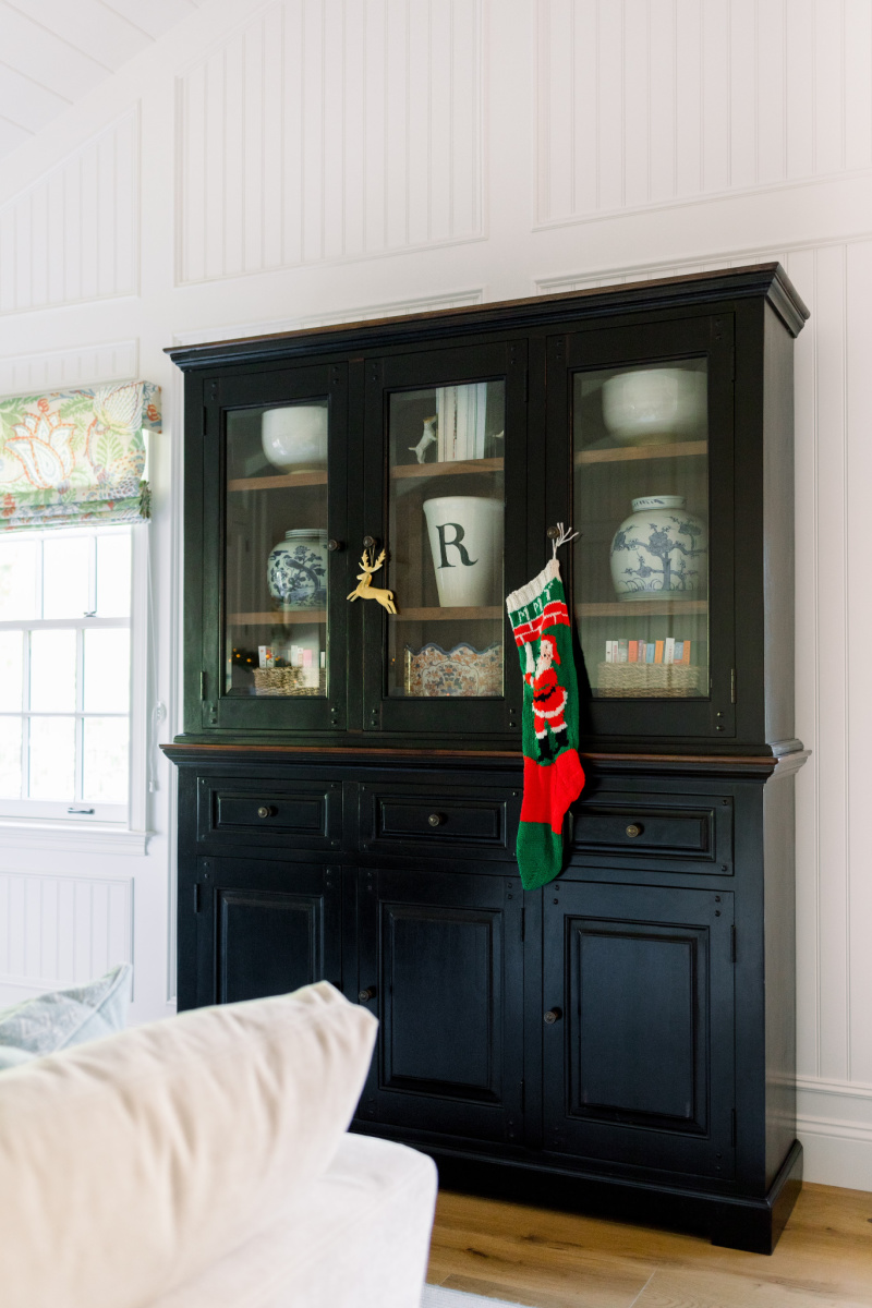 Black Hutch with Christmas Stocking
