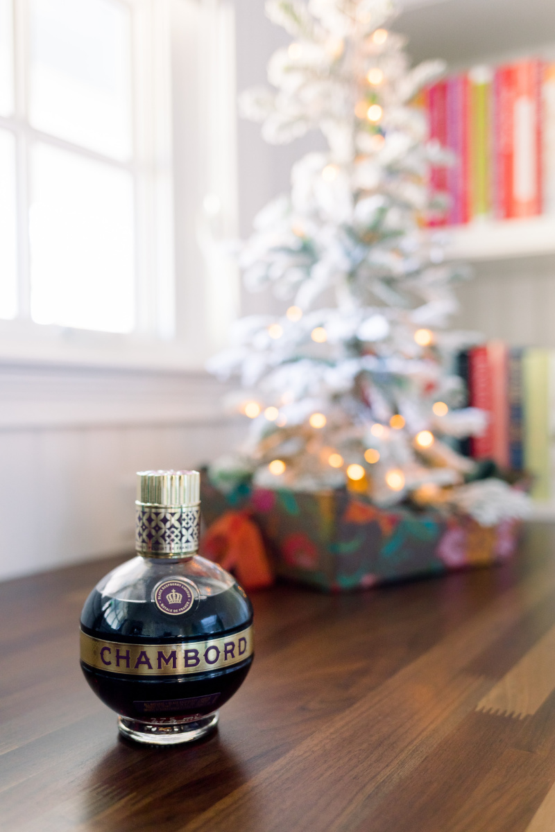 Chambord bottle and Christmas tree