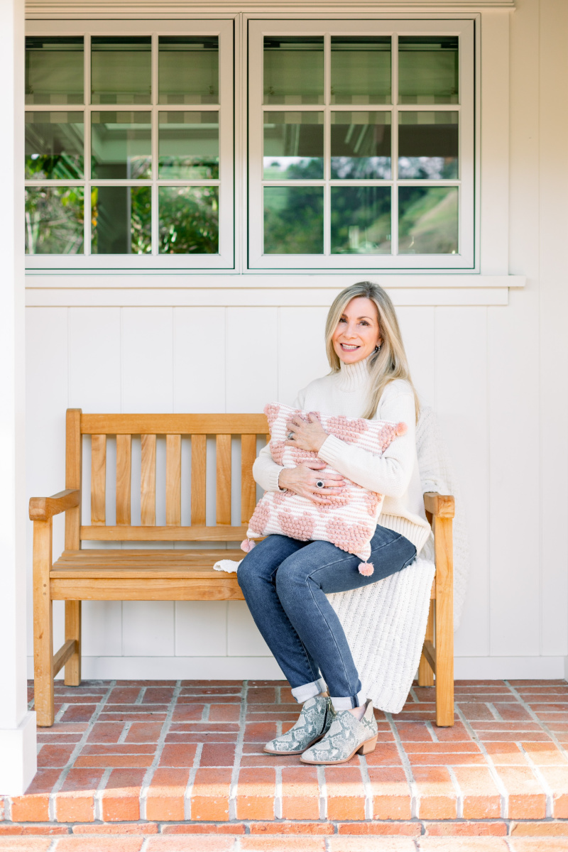 Front Porch Bench and Heart Pillow