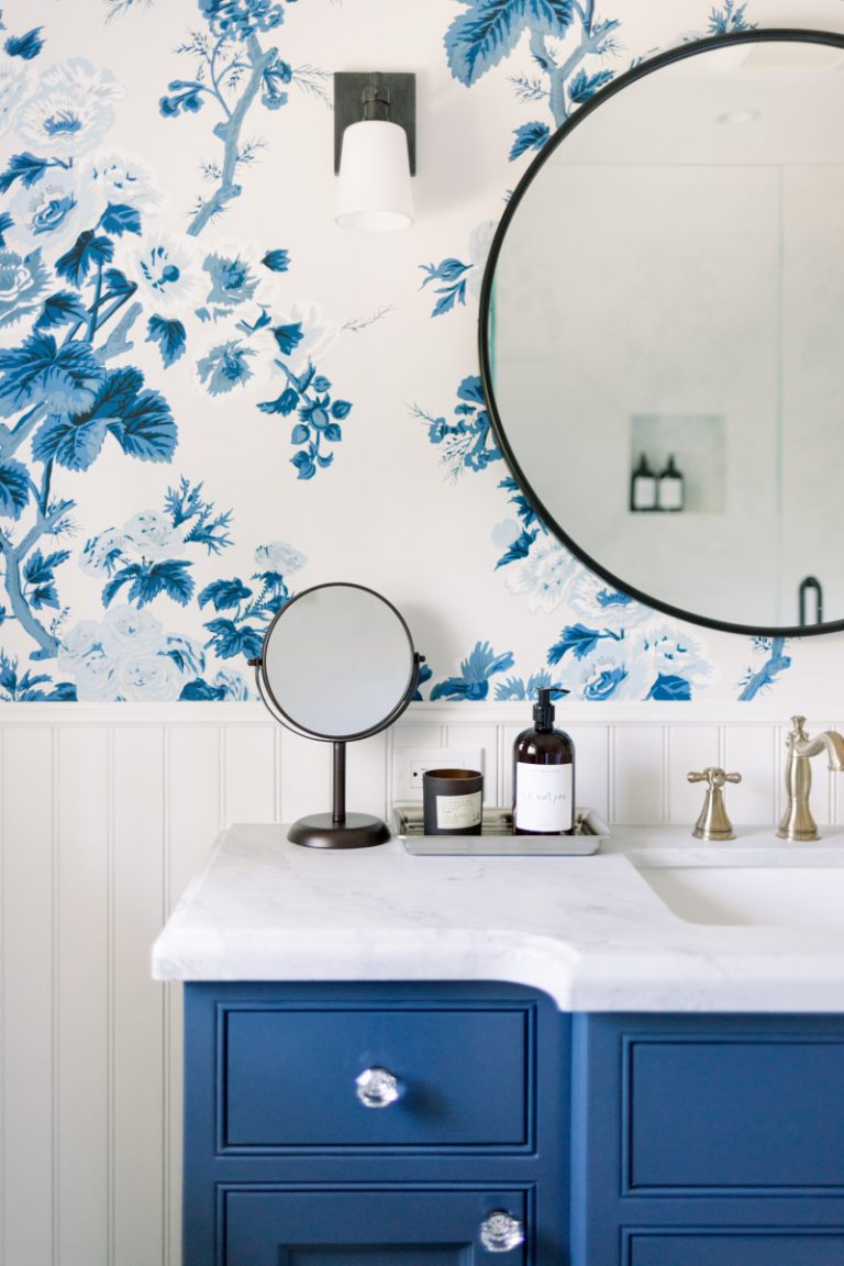 Blue and White Bathroom Vanity