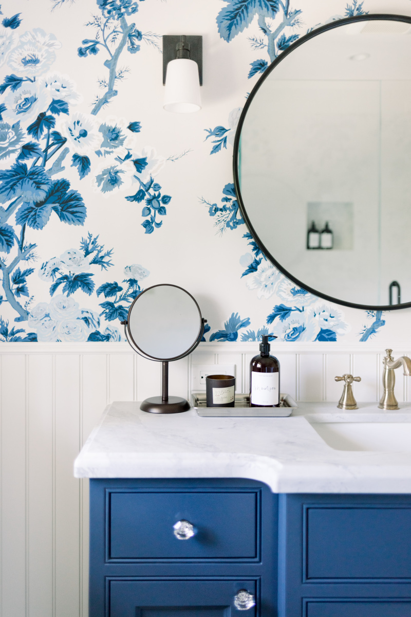 Blue and White Bathroom Vanity