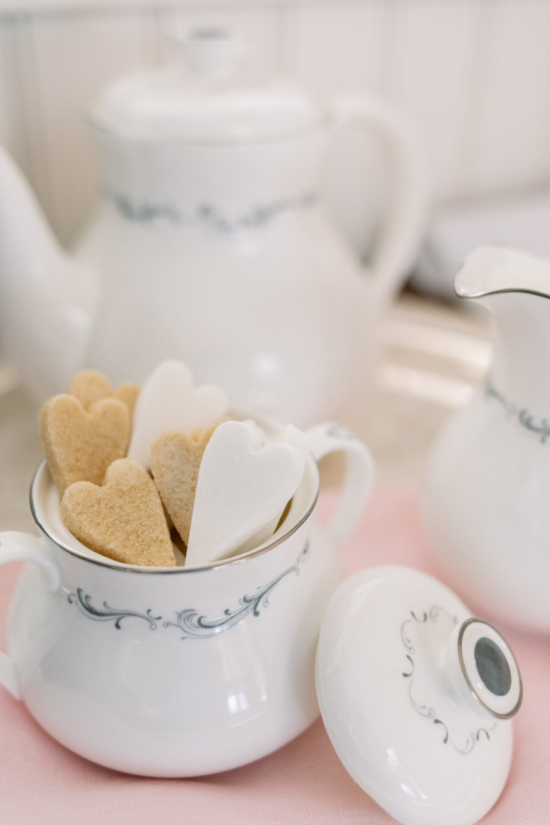 Heart Shaped Sugar Cubes and Tea Pot