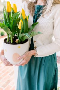 Easter Planter with yellow tulips