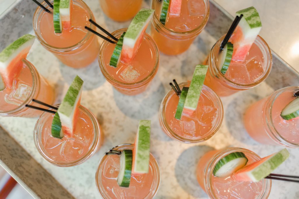 Cucumber Watermelon Cocktail in Mini Mason Jar