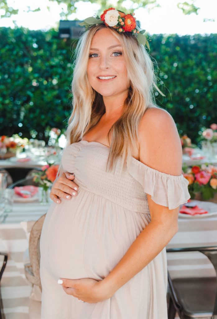 Mother To Be Wearing Flower Crown