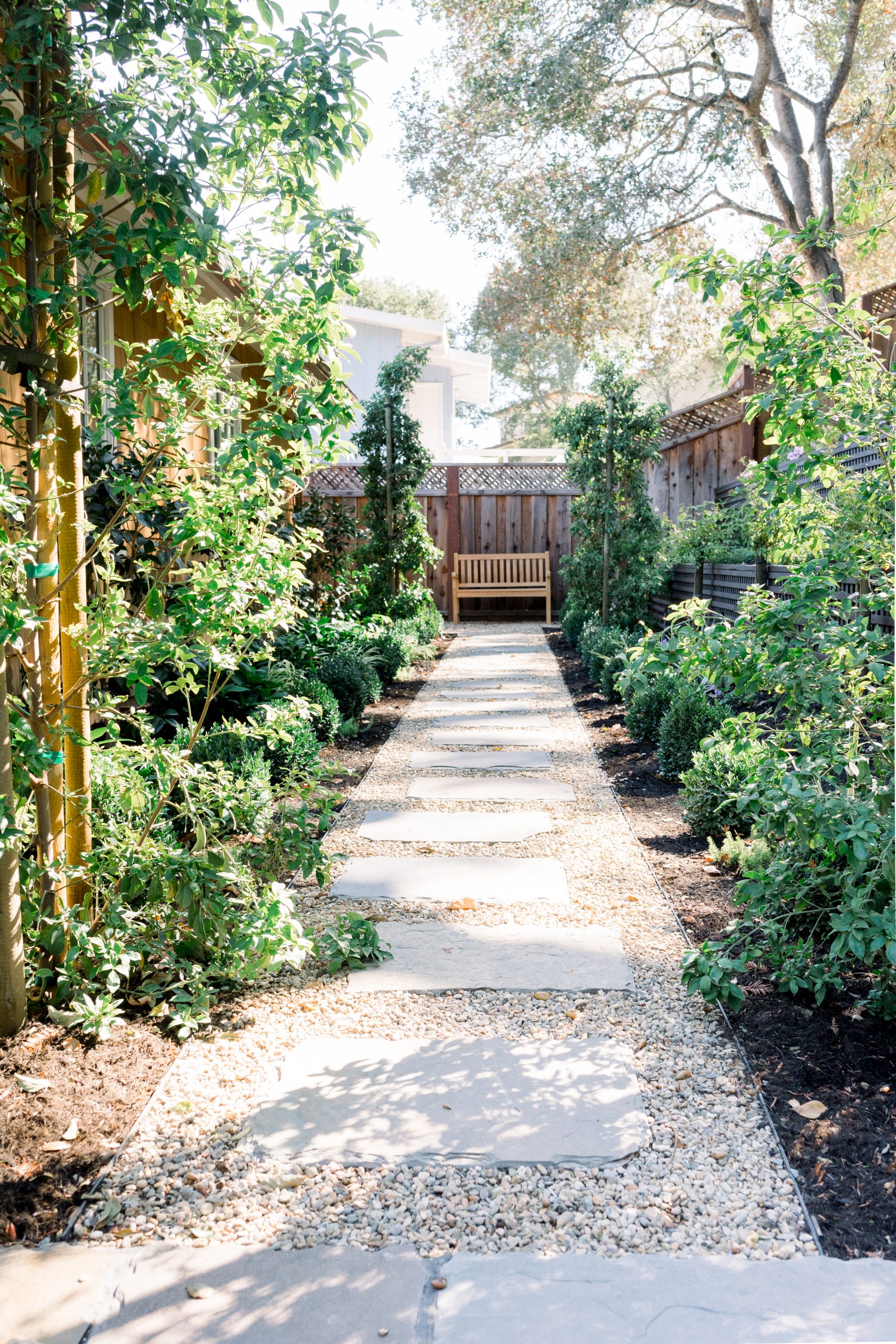 Garden borders and gravel path