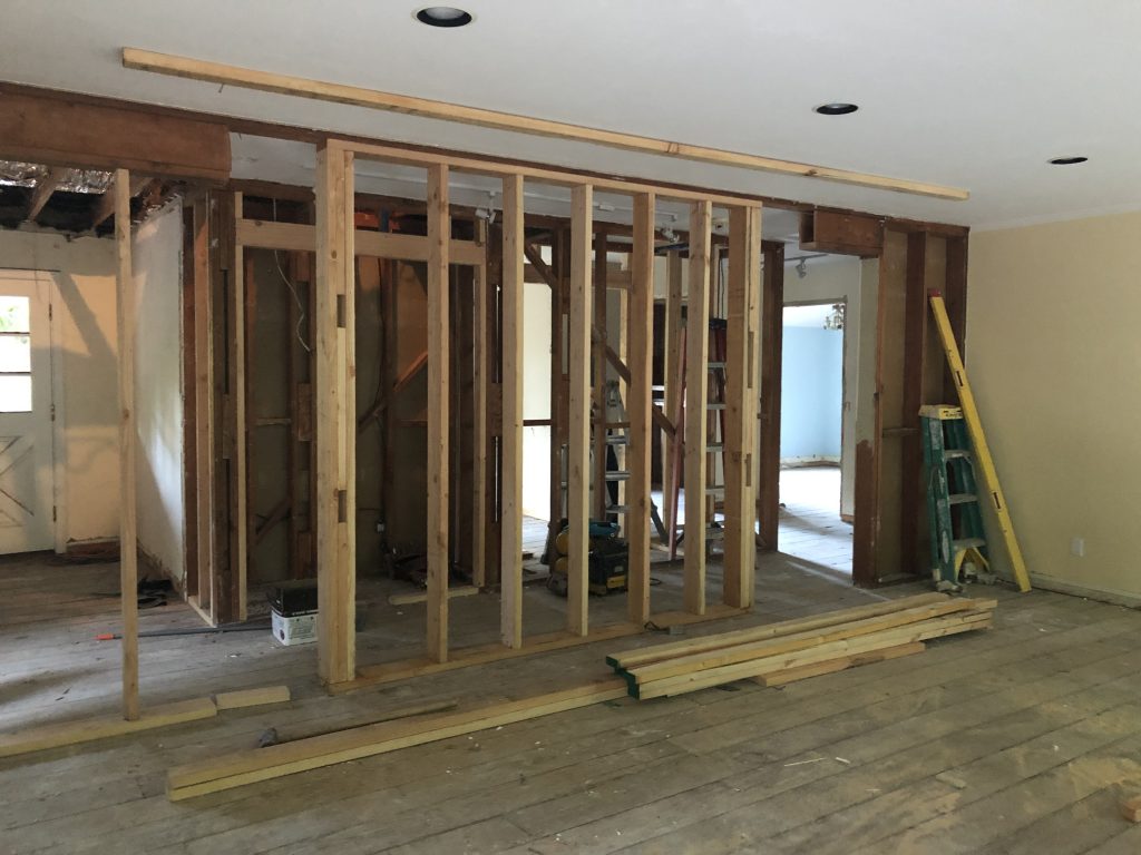 Living room being framed