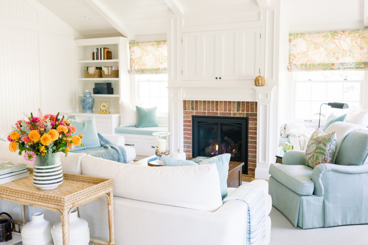 Great Room decorated for fall