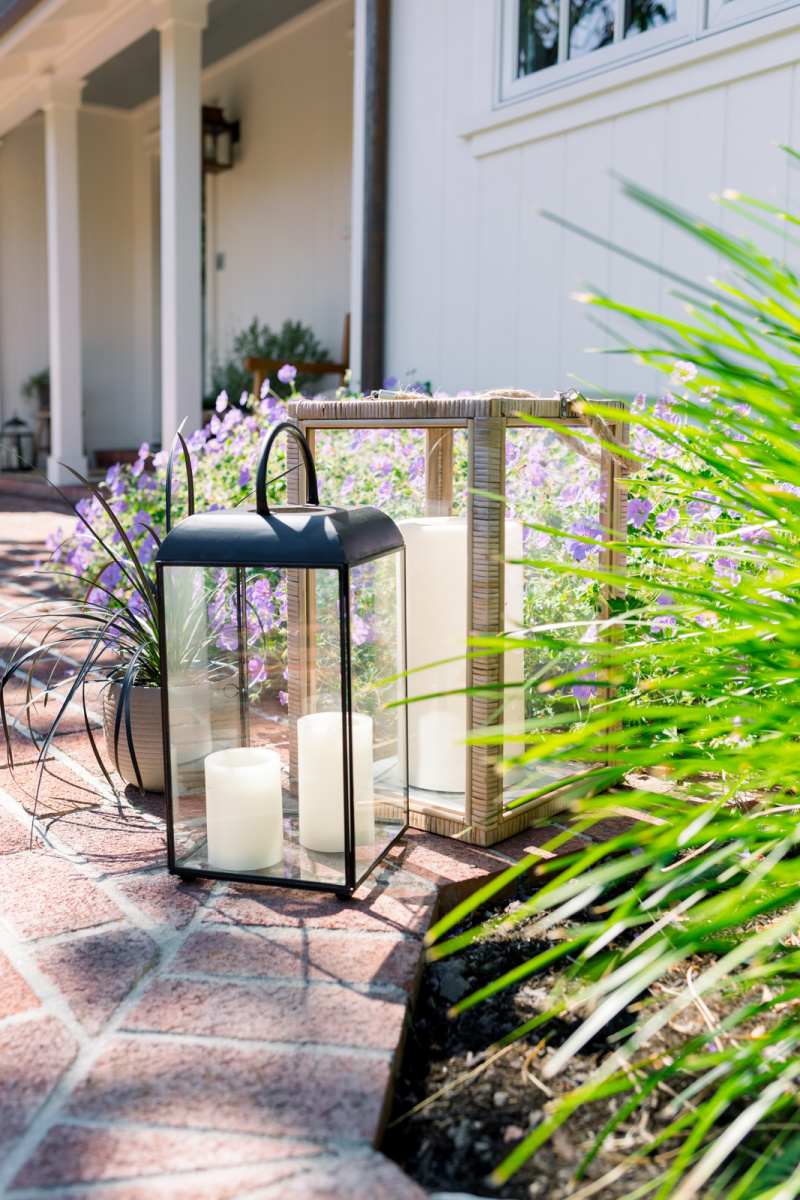 Lanterns on brick path