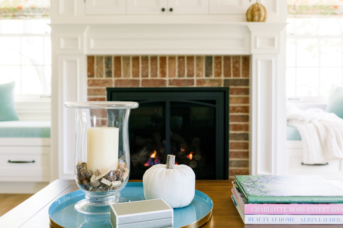 Coffee Table and Fireplace