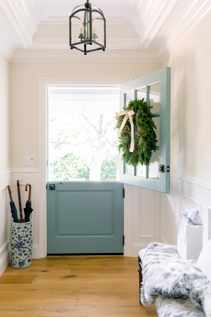 Dutch Door open with wreath