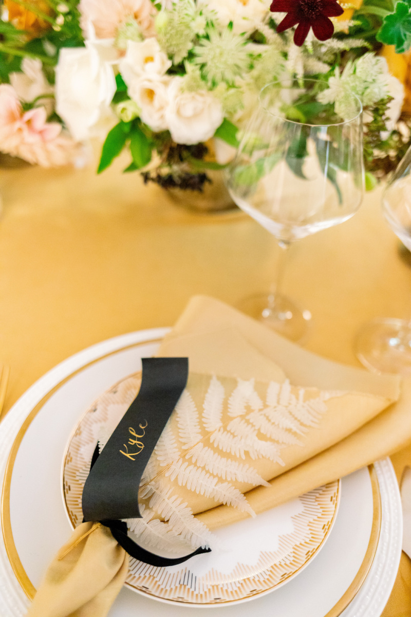 Table place setting and flowers