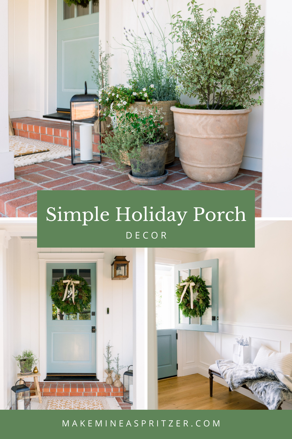 Simple Holiday Porch Decor Pin Collage