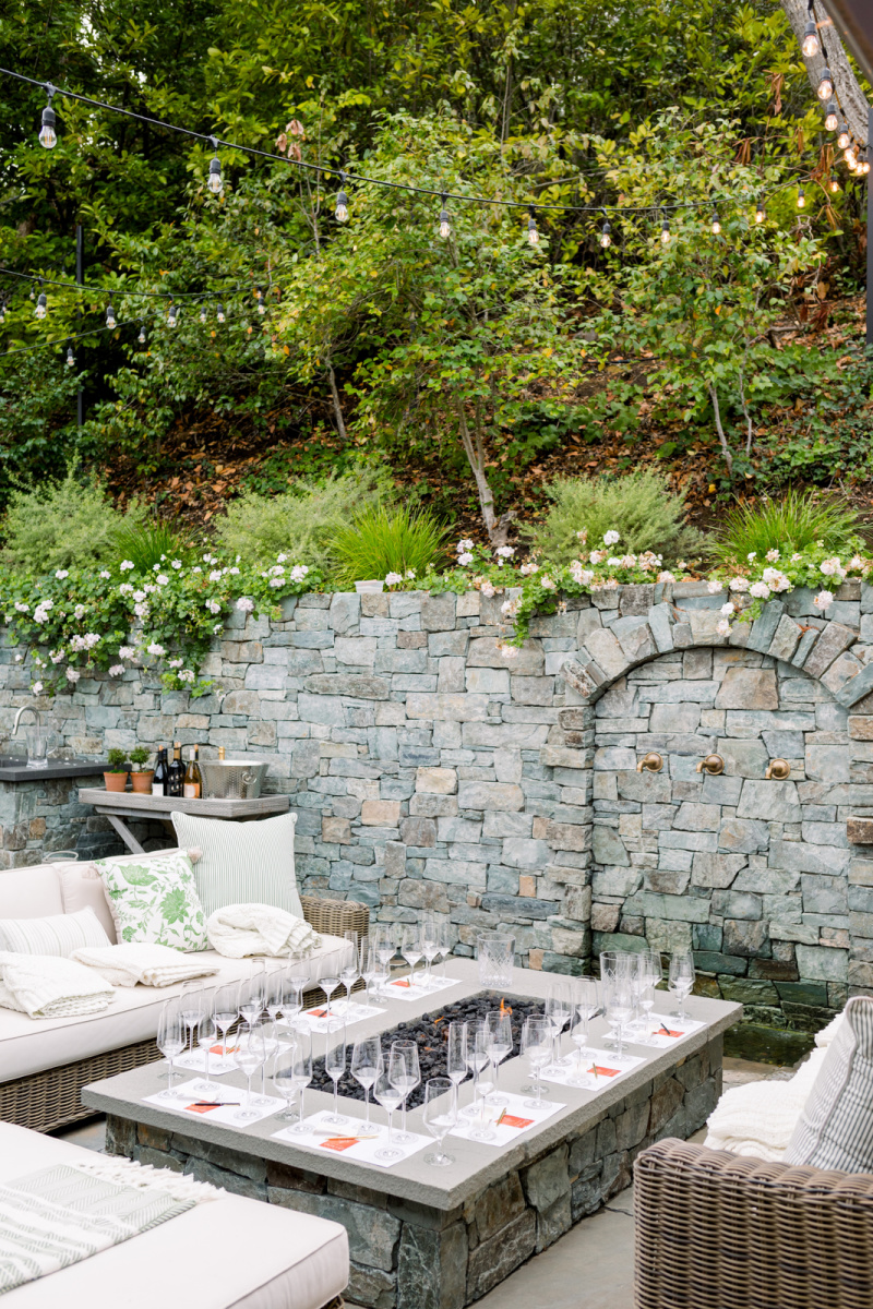 Wine tasting set up from overhead