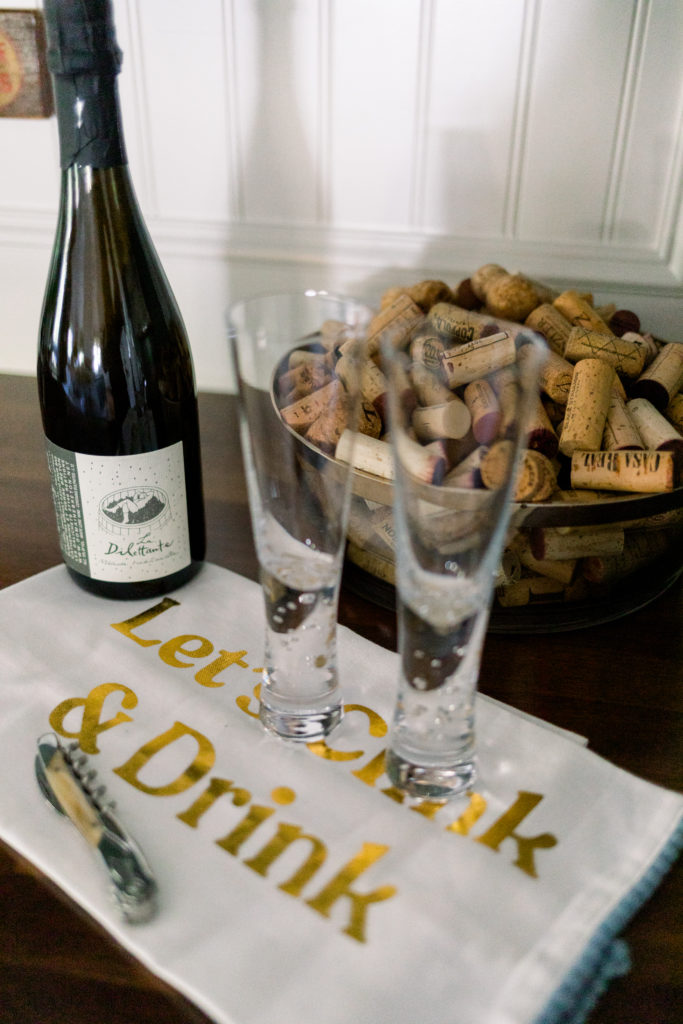 Champagne and glasses on holiday towel