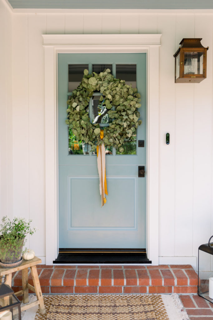 Blue Dutch Door with Wreath