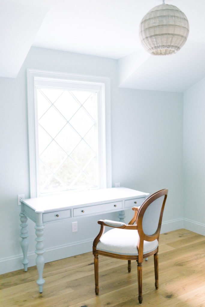 Desk in front of diamond window