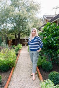 woman modeling outfit in garden