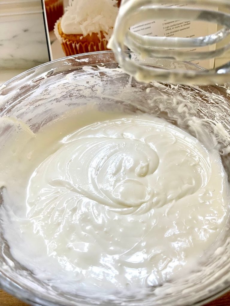Mixing bowl full of frosting