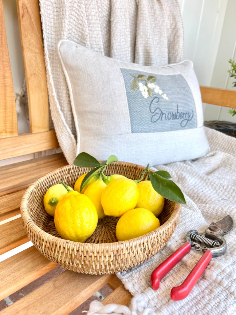 Woven bowl of lemons