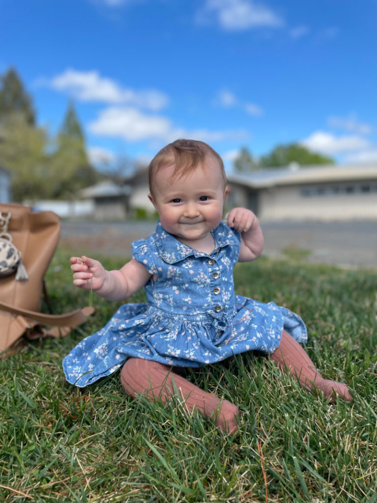 Baby girl on the lawn