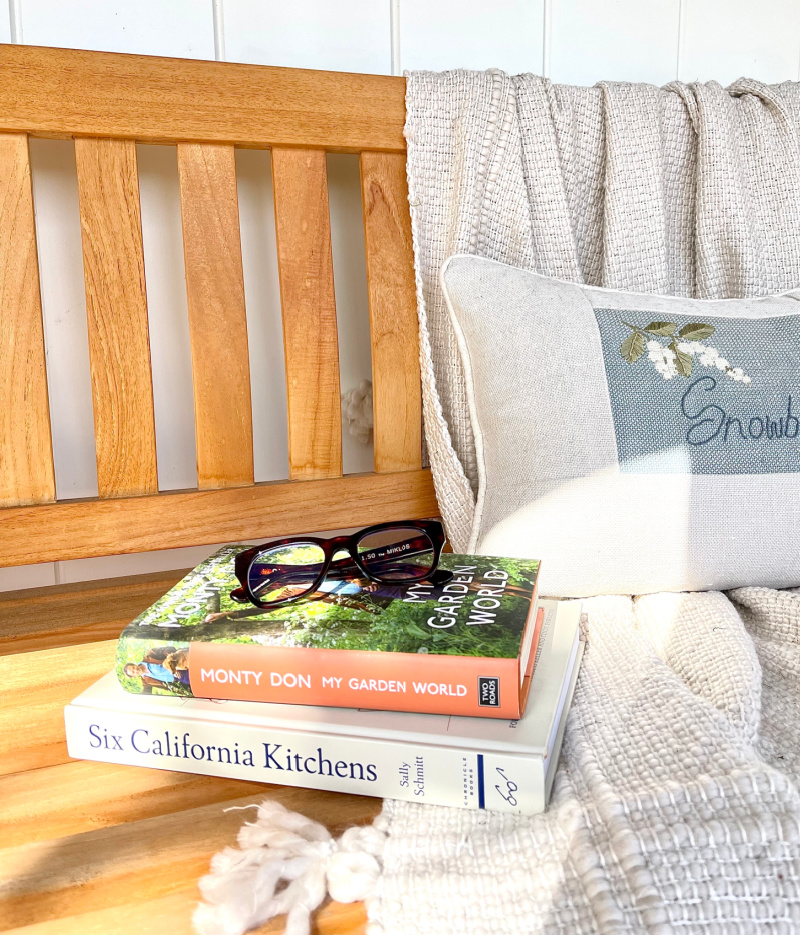 Books on outdoor bench