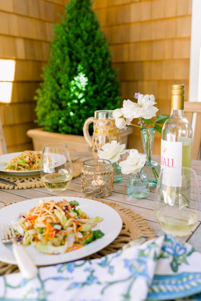 Asian chicken salad with wine