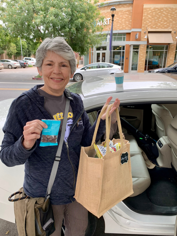 Woman with Wedding Guest Gift Bag