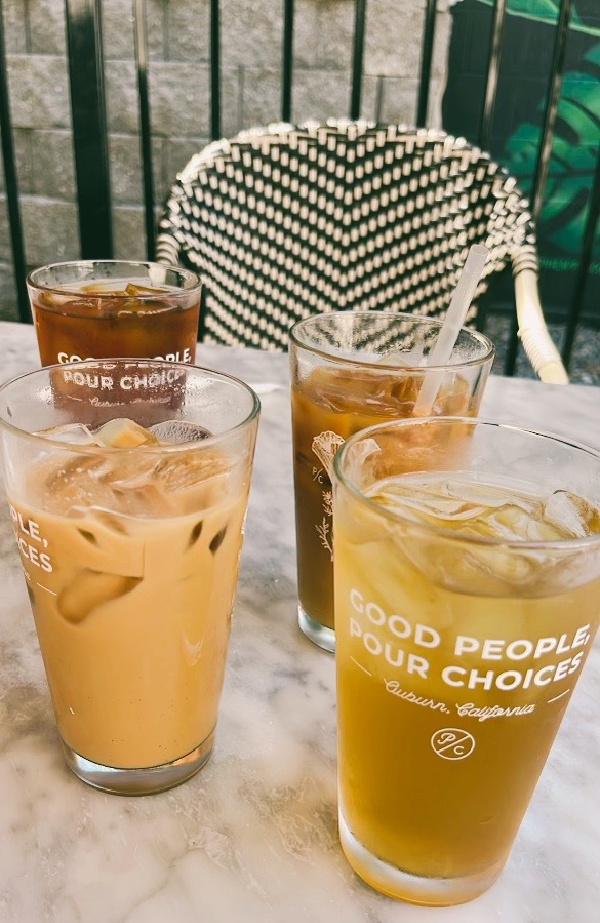 four beverages on table