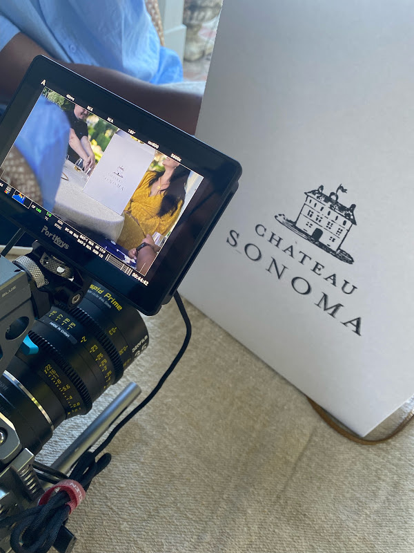 Couple being filmed at Chateau Sonoma