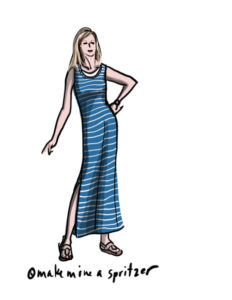 Artist Rendering of woman in Striped Dress
