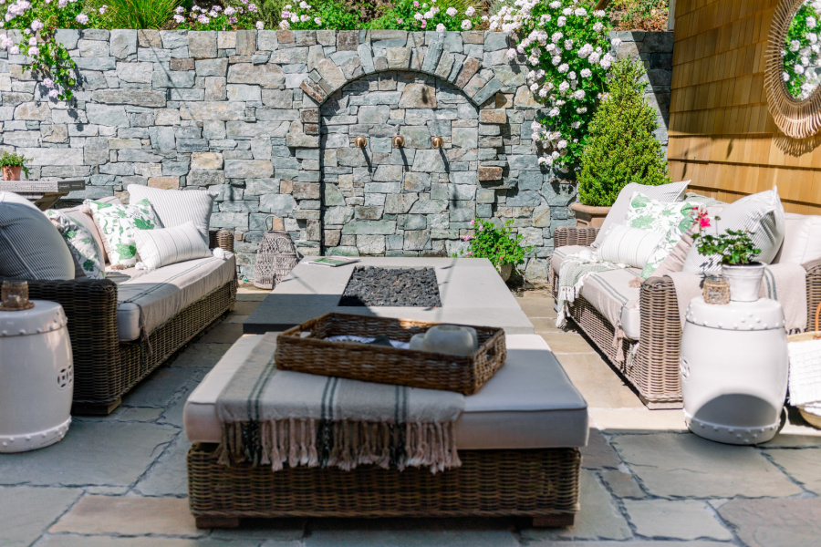 Ballard Designs Classic Garden Stools on patio