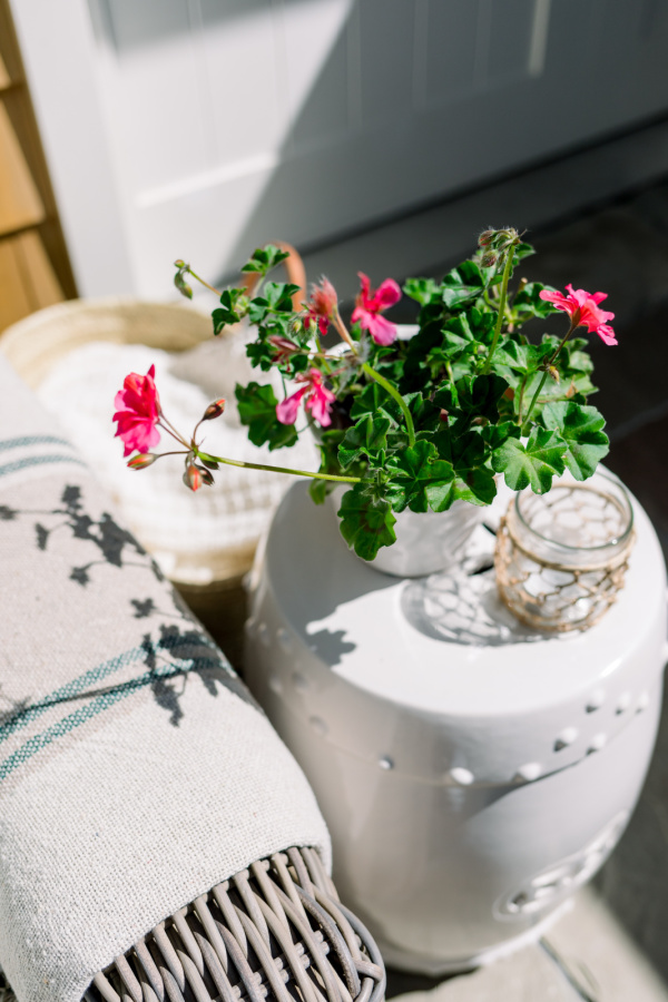 Ballard Designs Classic Garden Stool on patio