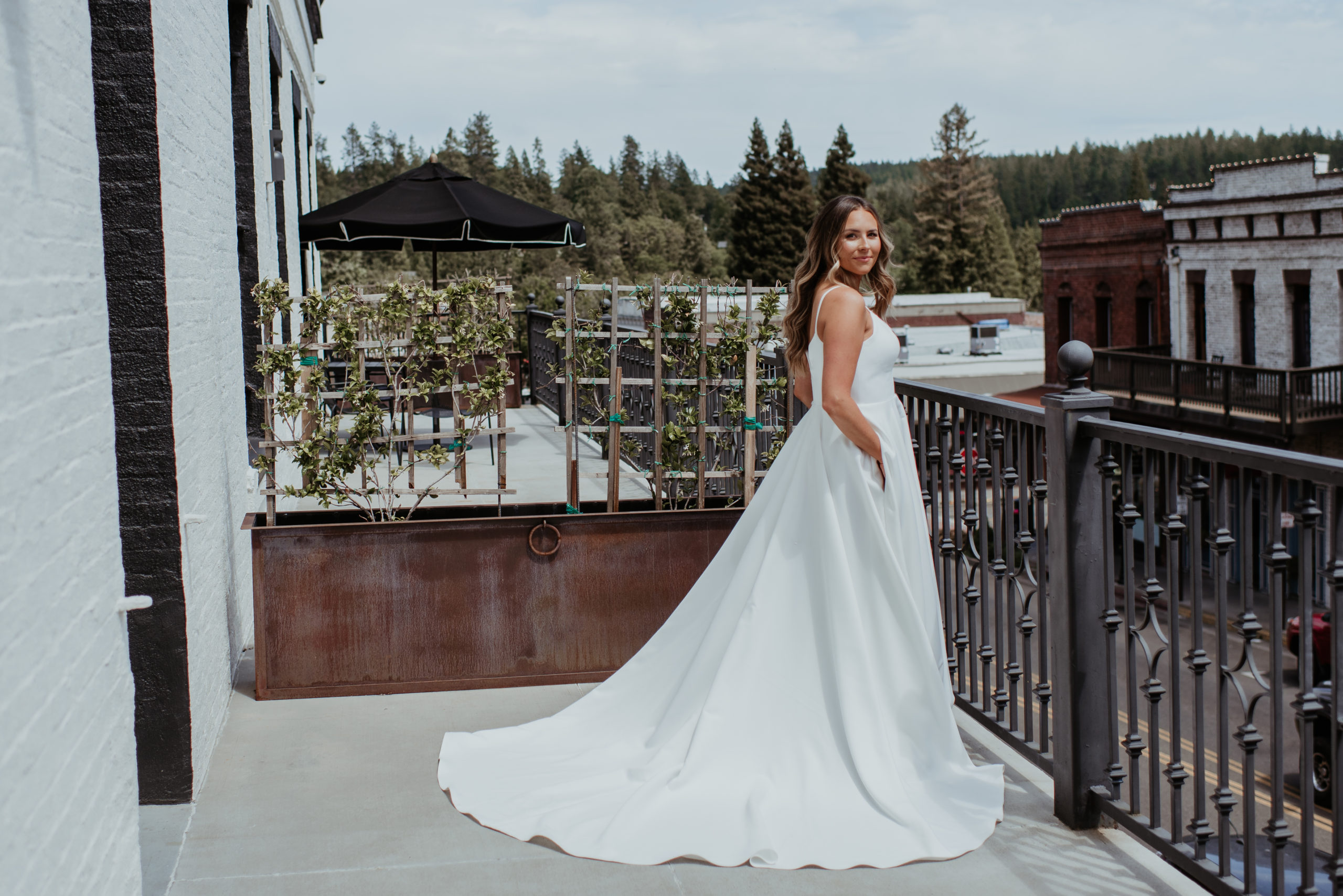 Bride on the balcony