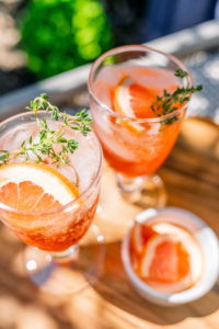 Grapefruit Aperol Spritz on a tray