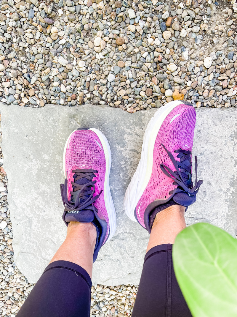 Woman wearing Hoka Clifton 8