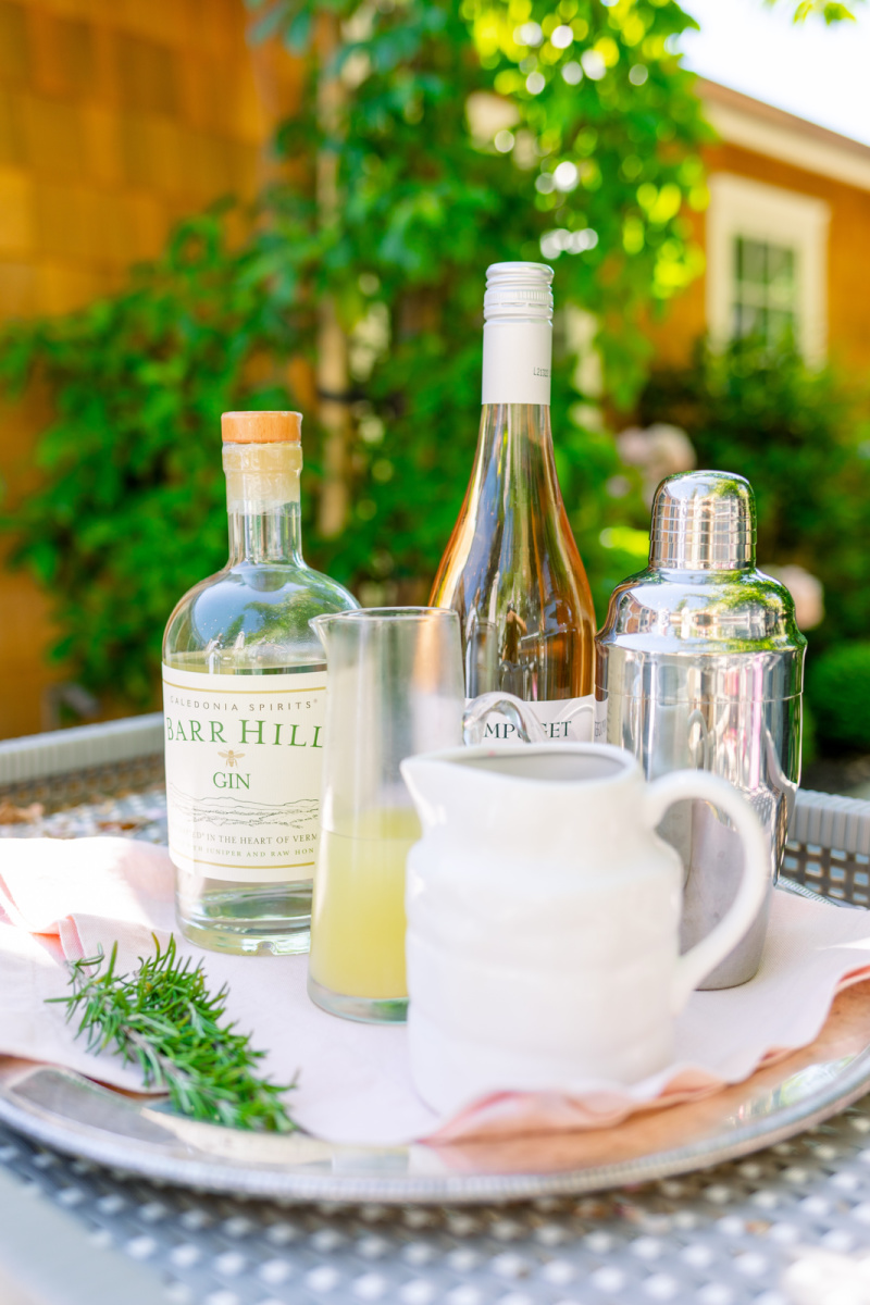 Tray of cocktail ingredients