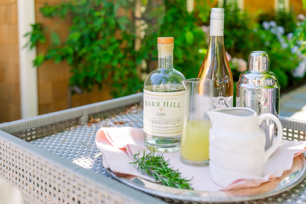 Tray of cocktail ingredients