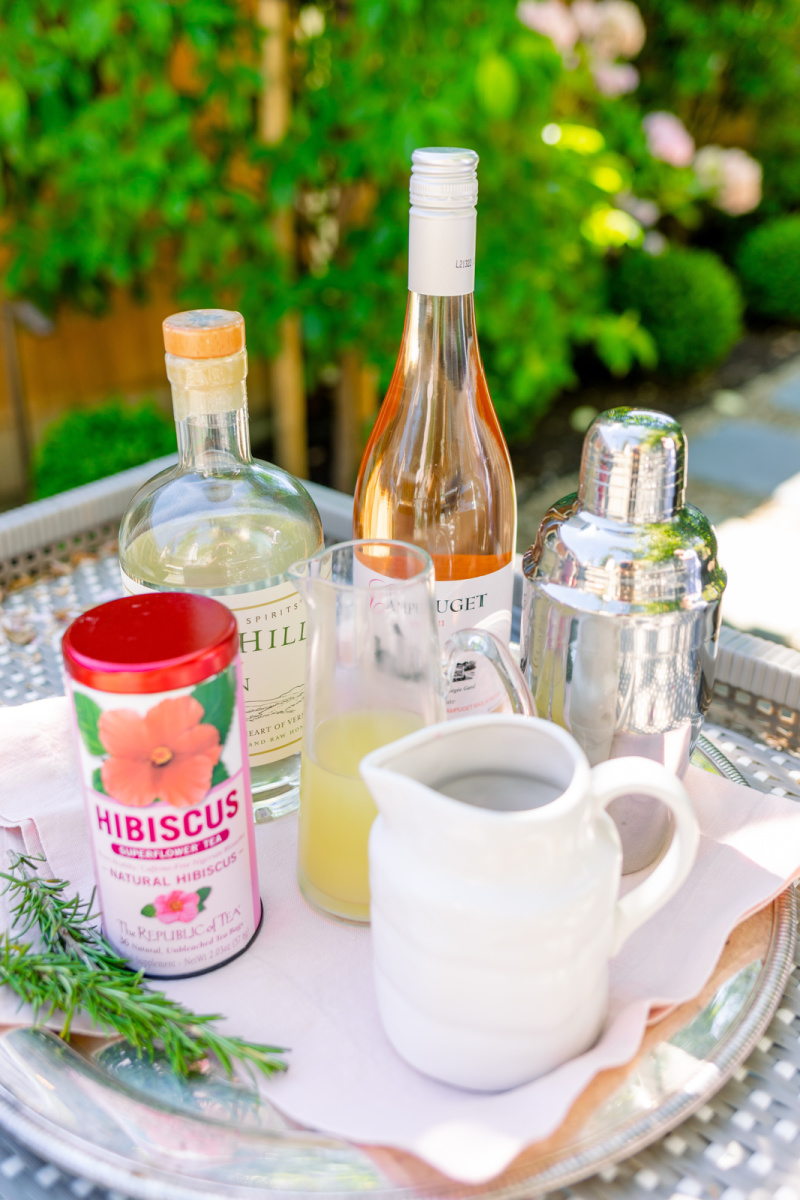 Tray of cocktail ingredients