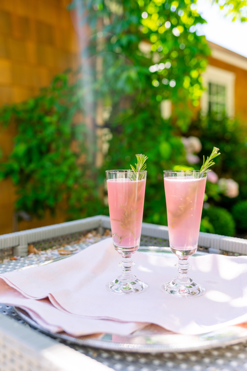 Rose Hibiscus Spritz Cocktails on a Tray