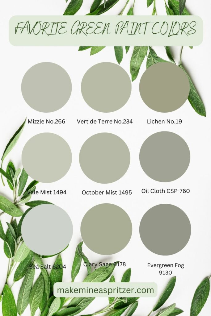 Favorite Green Paint Colors paint swatches.