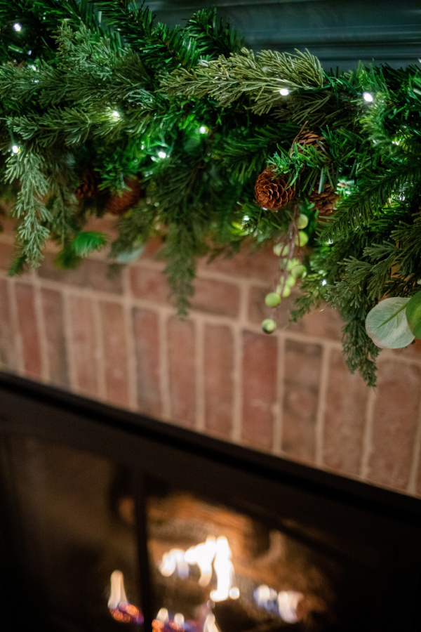 Garland over mantle.