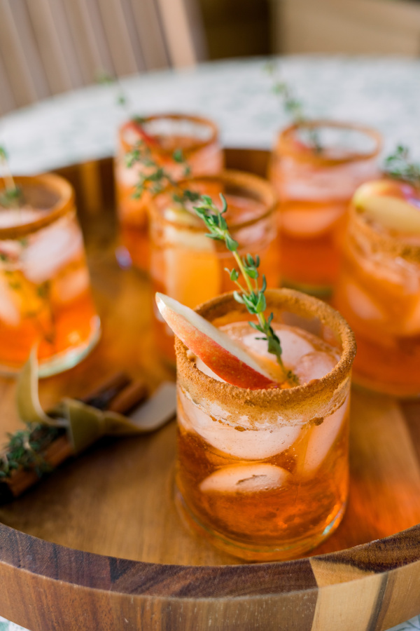 Tray of Apple Cider Aperol Spritz