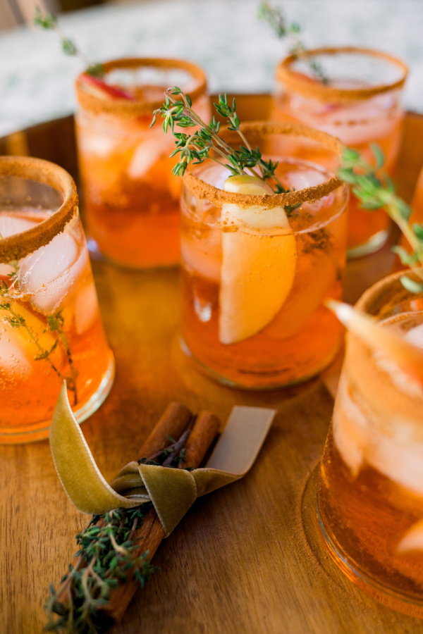 Tray of Apple Cider Aperol Spritz