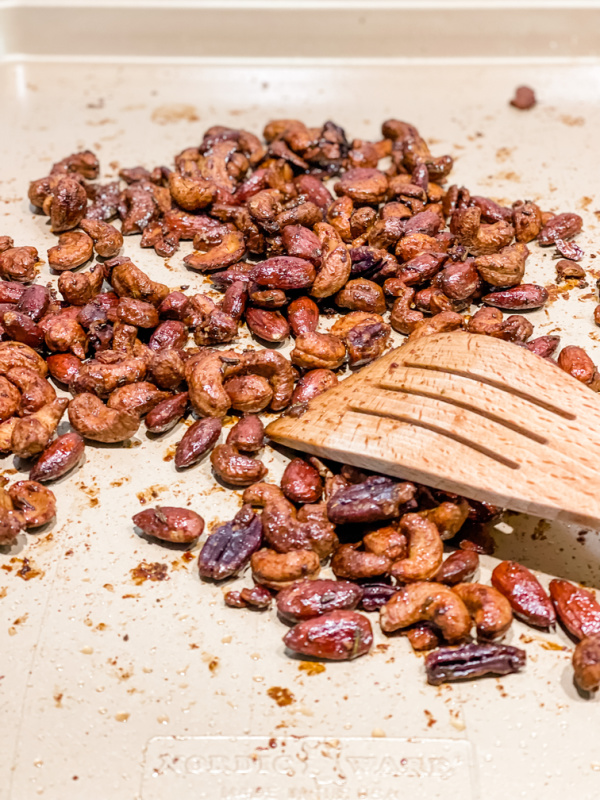 Ina Garten Roasted Nuts on sheet pan.