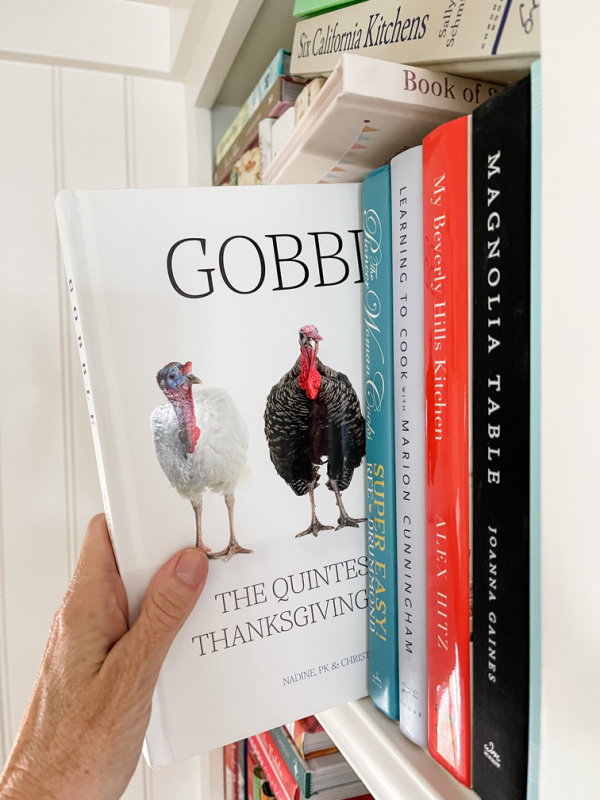Pulling Gobble book off shelf.