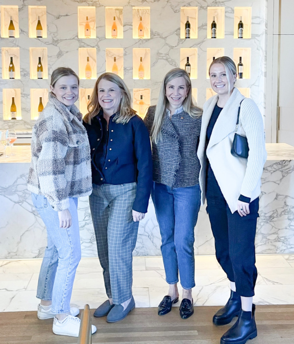 Four women at the RH San Francisco Palm Court restaurant.