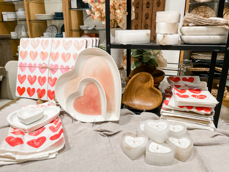 Valentine display at Pottery Barn.
